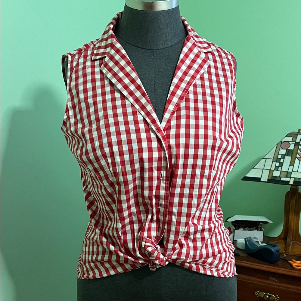 Torrid Red and White Gingham Sleeveless Blouse